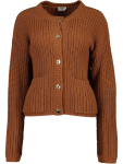 Rust Ribbed Button Up Cardigan - L Brown