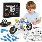139PCS Puzzle Assembled Model Car Metal Assembled Diy Motorcycle Children's Alloy Model Car Assembled Educational Building Block