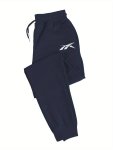 Men's Casual Sports Sweatpants With Drawstring Waist 100% Polyester Loose Fit Knit Fabric Slight Stretch Solid Color With Print