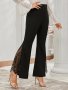 Contrast Lace Flare Leg Pants Elegant High Waist Forbidden Pants For Spring & Summer Women's Clothing