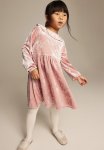 Collared Velour Dress - Light Pink