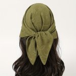 59.99CM Embossed Chiffon Square Scarf Classic Solid Color Bandana Elegant Head Wrap Casual Neckerchief