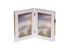 Double Photo Frame Brushed Shiny Silver 4X6