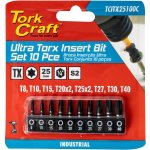 Tork Craft Bit Set Ultra Torx 25MM 10PC T8 T10 T15 T20X2 T25X2 T27 T30 & T40