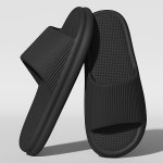 Unisex Solid Colour Open Toe Breathable Slippers Comfy Non Slip Durable Soft Sole Eva Slides For Men's & Women's Indoor Activiti