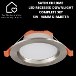 Satin Chrome LED Recessed Downlight Complete Set - 12W 147MM Diameter