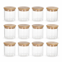 390ML Glass Storage Jars With Wooden Lids - Set Of 12