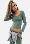 Long-sleeved Jersey Top - Khaki Green