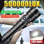 Rechargeable High-power 500000 Lux LED Tactical Flashlight 15000MAH Lithium Battery Long-range Spotlight Multi-component Accesso