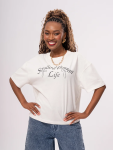 Edge White Graphic Print T-Shirt - S Natural