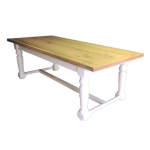English Country Dining Table - 6 Seater 1600MML X 1000MMW X 770MMH South African Pine Base With American Oak Top Black Finis