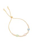 Goldair Gold Blue Pink & Green Cubic Zirconia Bezel Toggle Bracelet