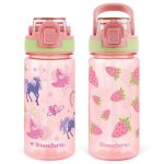Omedecal Kids Water Bottle For School 16 Oz Plastic Straw Water Bottle With Silicone Spout And Leakproof Cover Dishwasher Safe S