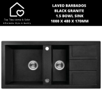 Laveo Barbados Black Granite 1.5 Bowl Sink - 1000 X 480 X 170MM