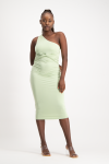 Charlotte One Shoulder Bodycon Dress - Smoke Green - M