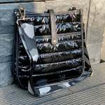 Buttoned Puffer Tote - Black