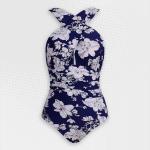 Women's Plus Size Crossover Lilac Floral One-piece Swimwear - 3XL