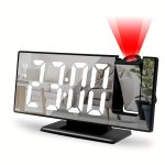 LED Mirror Large Screen Display Electronic Alarm Clock Projection Clock Multifunctional Smart Luminous Clock USB Digital Alarm C