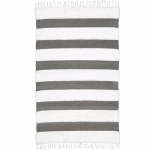 Dhurrie Fluffy Band Charcoal & White Rug - Extra Large - 120 X 180 Cm