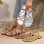 Women's Solid Color Glitter Sandals Elastic Strap Lightweight Flat Rhinestone Beach Shoes Crisscross Comfort Vacation Shoes