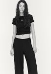 Overlock-detail Textured T-Shirt - Black