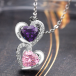CNE106342 - Sterling Silver Personalized Hearts Cz Necklace