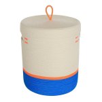 Lidded Cylinder Basket - Ocean Blue & Neon Orange