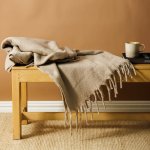 Woollen Blend Blanket Throw Oatmeal