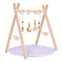 Foldable Wooden Baby Play Gym Baby Fitness Stand With Cute Toys And Mat