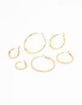 Waterproof Gold Plated Stainless Steel Thin Hoop Earrings 3-PACK