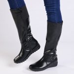 Ladies Long Back Elastic Boot - Black - 8