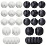 24 Pcs Cable Clip Acrylic Adhesive Charger Cord Holder Wire Organizer For Desk Wall Car Nightstand And Office Cable Management Black White