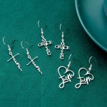 1PAIR 3PAIRS Stainless Steel Faith Letter Cross Heart Dangle Earrings