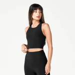 Ladies Code Ribbed Crop Tank Black - Black X Large Ladies