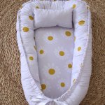 Baby Nest Baby Sleeping Pod Mustard Grey Daisy Set