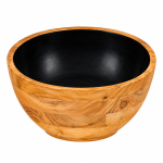 Acacia Wood Salad Bowl With Enamel - Aqua
