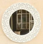 White Round Metal Cut-out Mirror – 60CM