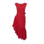 Red Belted Asymmetrical Dress