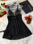 Thin Shoulder Strap Fashion Charm Design Nightdress With Thong Set Women's Sexy Clothing