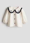 Peter Pan-collared Cotton Blouse - Cream ma Ch Rie