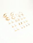 Goldair Gold Hoop & Stud Earrings 12-PACK