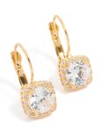 Goldair Gold Plated Cubic Zirconia Large Square Hook Drop Earrings