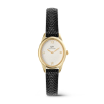 Ophelia MINI Black Lizard White Guilloch Gold Watch