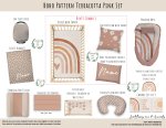 Cot Duvet Bedding Boho Pattern Terracotta Pink Set