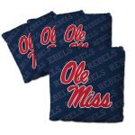 Youthefan Officially-licensed Ncaa Mississippi Rebels Set Of 4 Cornhole Bags - All Weather Regulation 6" X 6" Size - 16OZ Weight