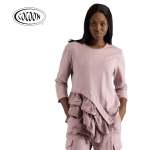 Asymmetric Frill Corduroy Sweat Top - Antique Rose M