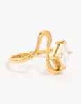 Waterproof Gold Plated Stainless Steel Wavy Statement Ring - M l