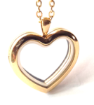 FL8 - Gold Plated High Quality Stainless Steel Heart Floating Locket With Chain