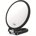 15X Magnifying Mirror With 1X Normal View Double-sided Handheld & Standing Travel-friendly Folding Handle 360-DEGREE Adjustable 