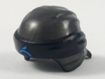 Parts Minifigure Headgear Ninjago Wrap Type 3 With Black Bandana And Knot And Dark Azure Asian Symbol Pattern 24496PB13